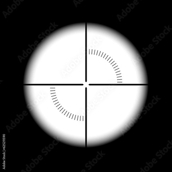 Fototapeta Realistic sniper or hunting rifle sight with reticle and transparent background