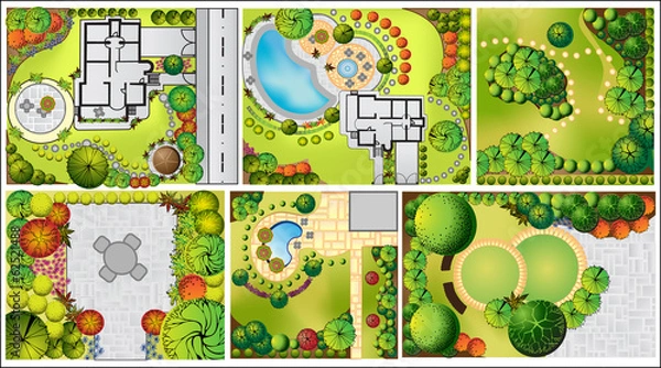 Obraz vector Landscape Plan with treetop symbols