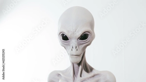 Fototapeta Realistic Alien on White Limbo Background generative AI.