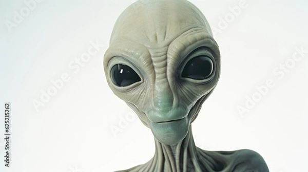 Fototapeta Realistic Alien on White Limbo Background generative AI.