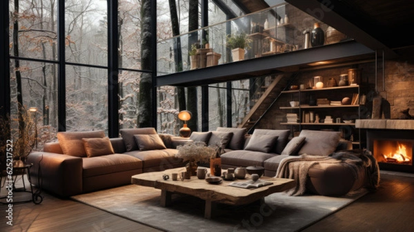 Obraz Rich nordic style interior. Generative AI