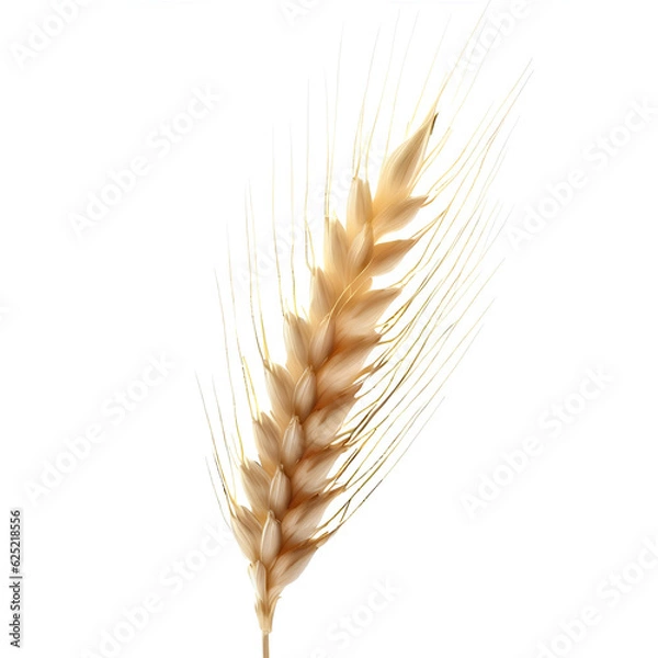 Fototapeta Ear of wheat spikelet isolated on transparent or white background Generative AI