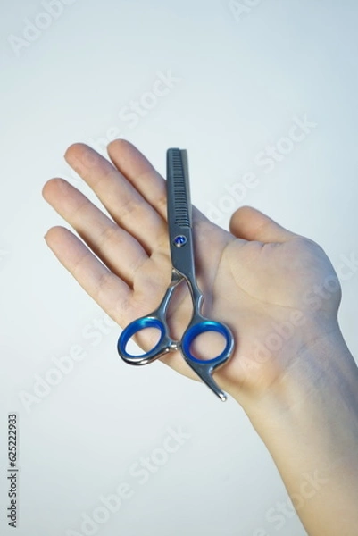 Obraz scissors in hand isolated