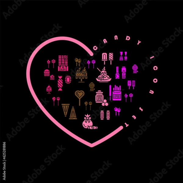 Fototapeta Sweets and candy icon set Line icon set