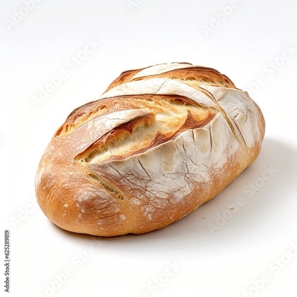 Obraz Fresh loaf bread sprinkled white background.