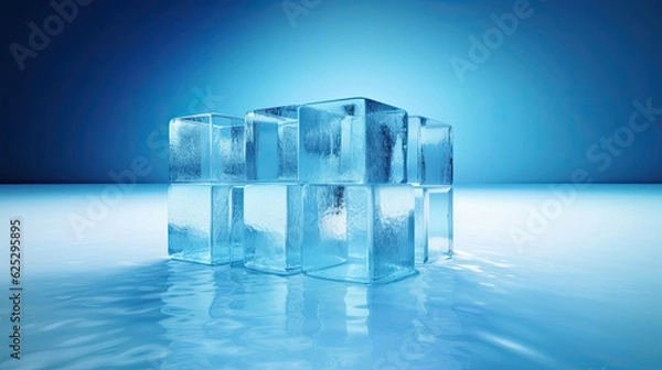 Fototapeta Crystal clear ice cubes as background.