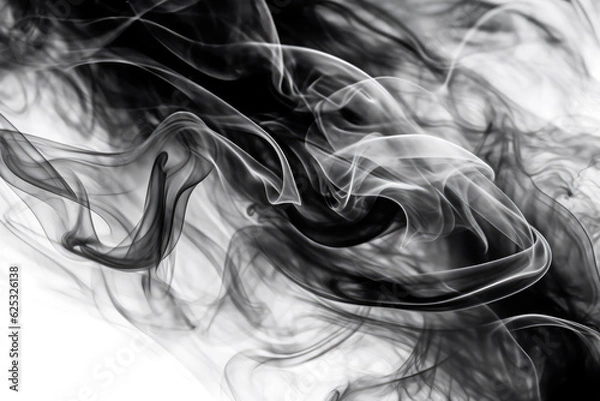 Fototapeta Abstract black and white smoke blot. Wave horizontal contrast copy space background.