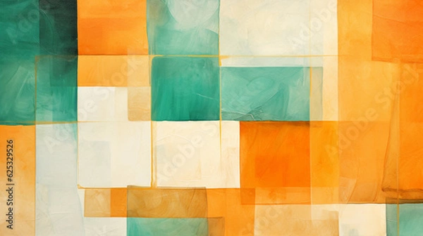 Fototapeta an abstract geometric minimalist line color block art painting created by generative AI