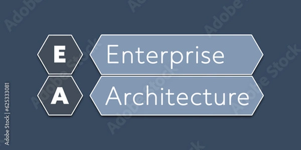 Fototapeta EA Enterprise Architecture. An Acronym Abbrevation of a term from the software industry. Illustration isolated on blue background.