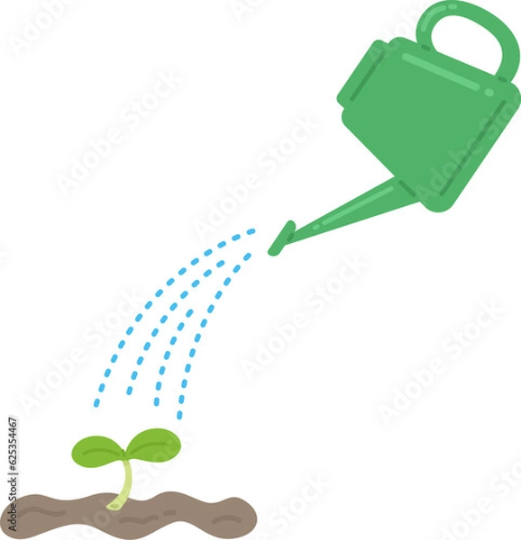 Obraz 植物に、じょうろで水やりするシーンのイラスト