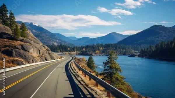 Fototapeta Mountains lake highway with beautiful views
