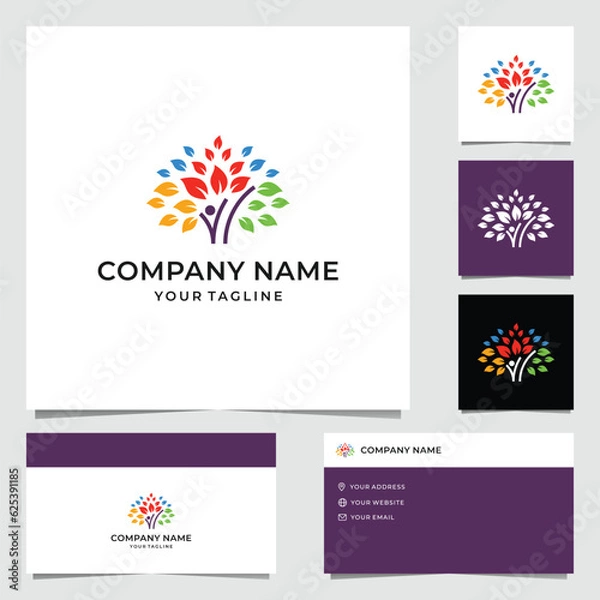 Fototapeta Simple Colorful Tree Logo Design