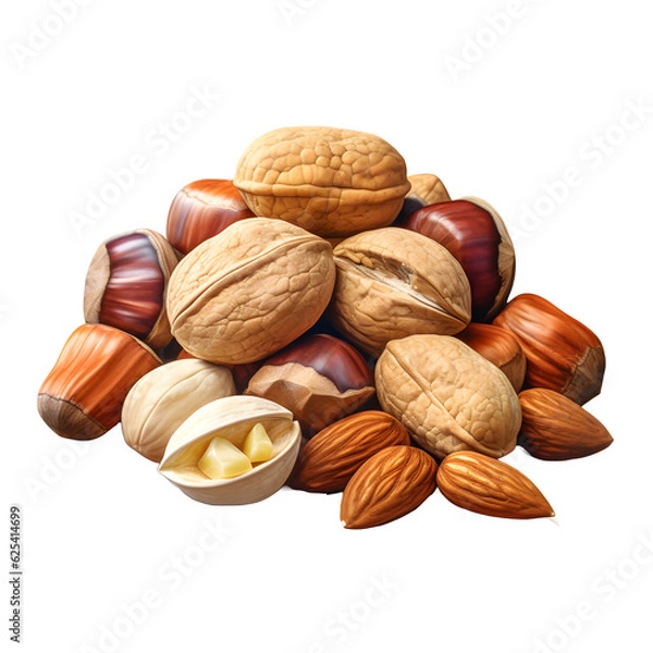 Obraz Nuts and hazelnuts png transparent background
