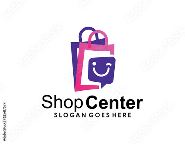 Obraz E commerce logo design vector. Online shop logo design idea