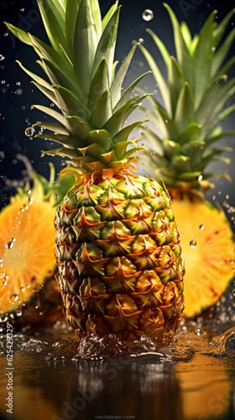 Fototapeta Freshly washed pineapple