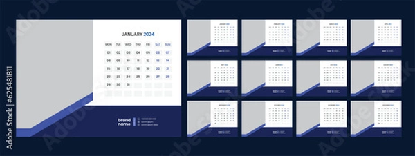 Fototapeta desk calendar 2024 template design