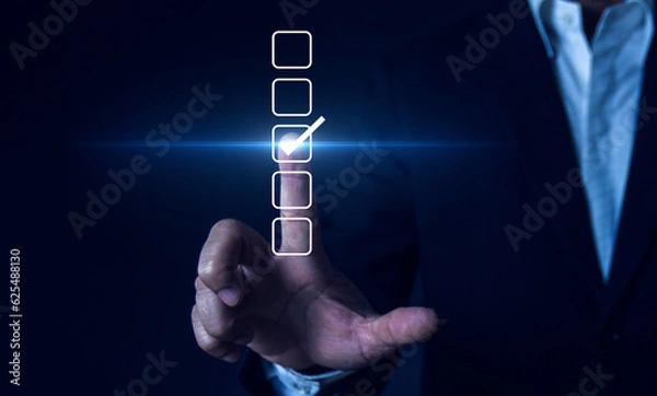 Fototapeta checklist business people get assessed questionnaire assessment online survey exam assessment fill out the online survey form answer test questions Choose the correct one.