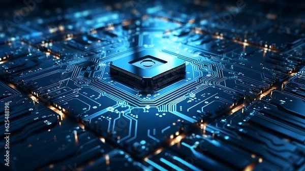 Fototapeta High tech circuit motherboard background, Computer CPU and Cyber illustration