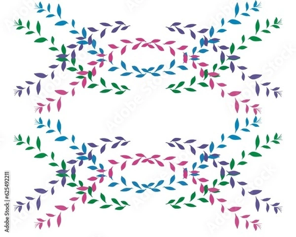 Fototapeta Seamless leaf pattern with floral background, Creative minimalist style art background for children or trendy design with basic shapes. Simple childish scribble backdrop.