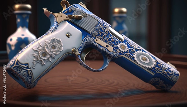 Obraz porcelain gun and bullets