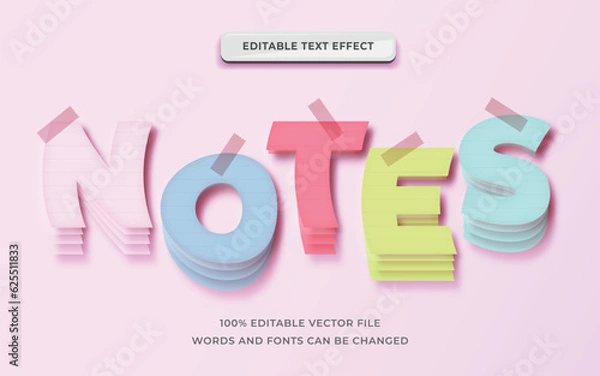 Obraz Notes paper color pastel text effect editable