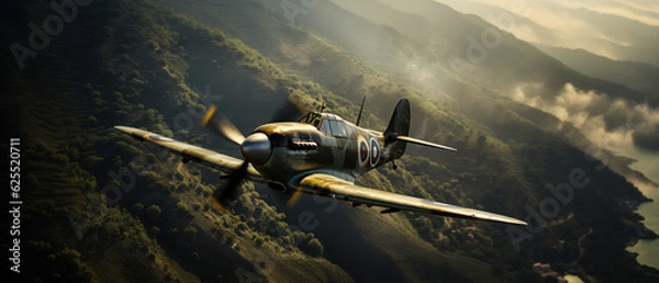 Obraz WW2 fighter plane flying through the air