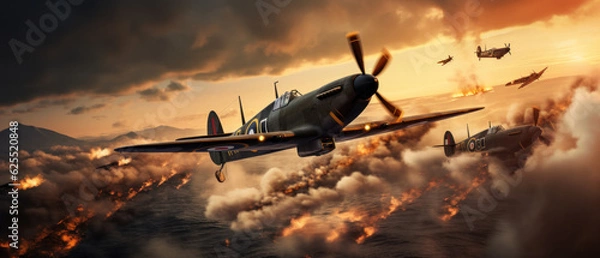 Obraz WW2 fighter plane flying through the air