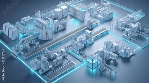 Fototapeta Smart modern factory automation using advanced machines, industrial 4.0 manufacturing process