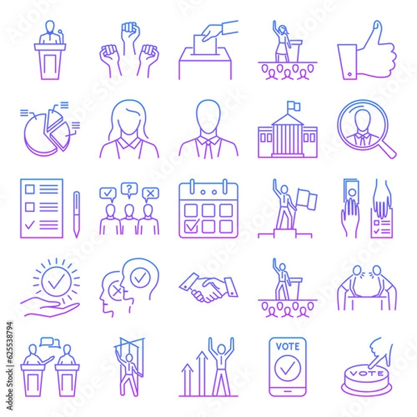 Fototapeta Elections and voting line icon set