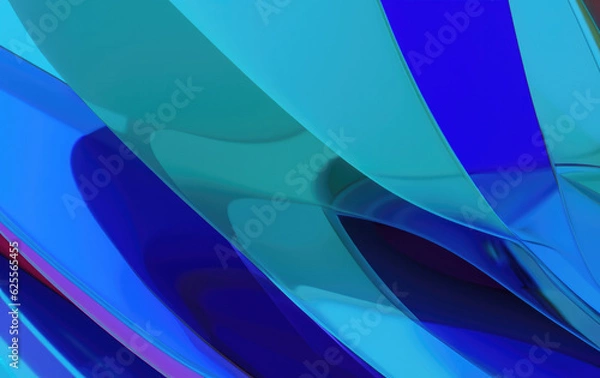 Fototapeta Abstract Illusion of Blue Glass: 3D Render Wallpaper with Multicolored Curved Object, a Vibrant and Modern Artistic Composition