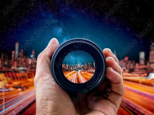 Fototapeta technology, vintage, photograph, equipment, photographic, people, look, image, hand, view, holding, through, hobby, gadgets, travel, style, person, closeup, prints, photography, camera, photographer, 