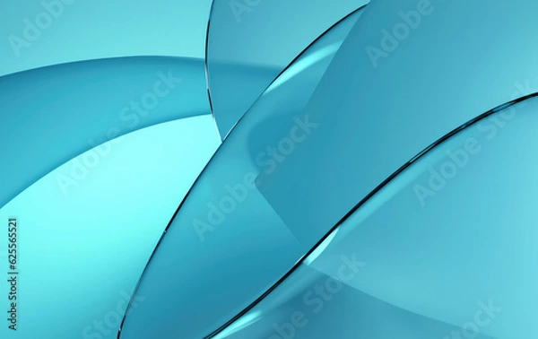 Fototapeta Elegant Translucent Beauty: Mesmerizing Flow and Radiant Light in Abstract Blue Glass 3D Render Wallpaper