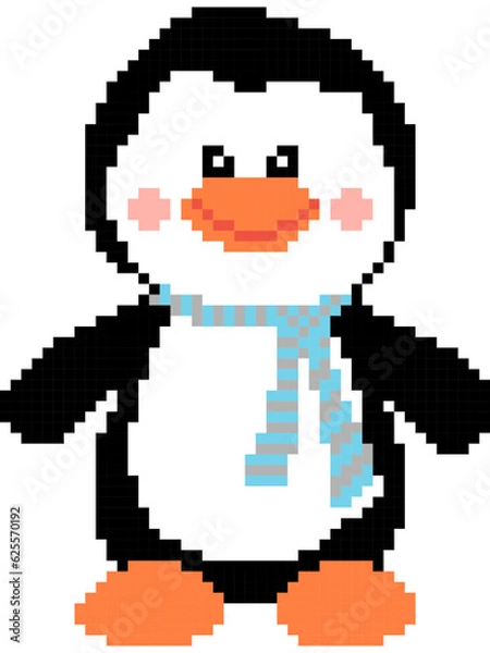 Obraz Penguin cartoon icon in pixel style.