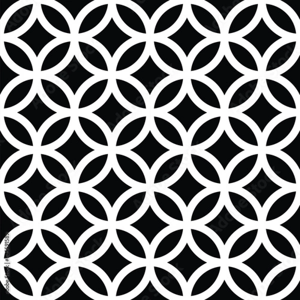 Obraz Interlocking, intersecting circles, rings. Repeatable seamless pattern. Vector illustration.