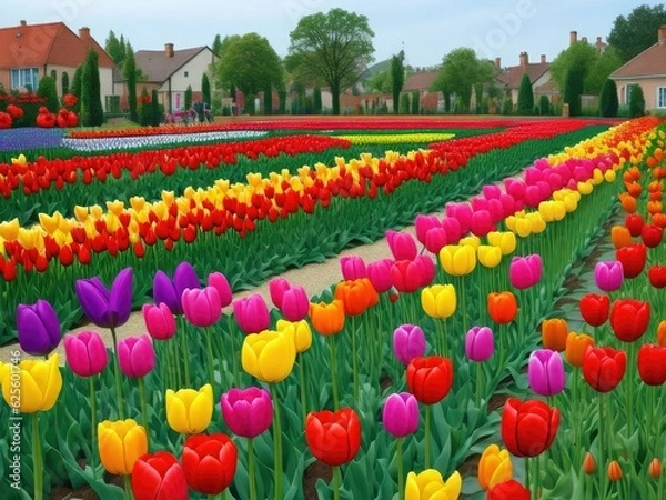 Obraz Colored tulip beautiful garden.