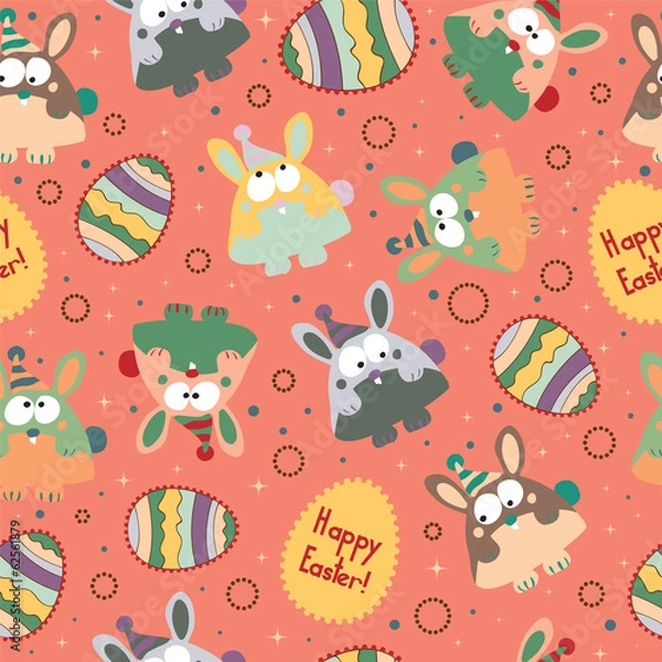 Fototapeta Abstract vector seamless background with colored Easter eggs.