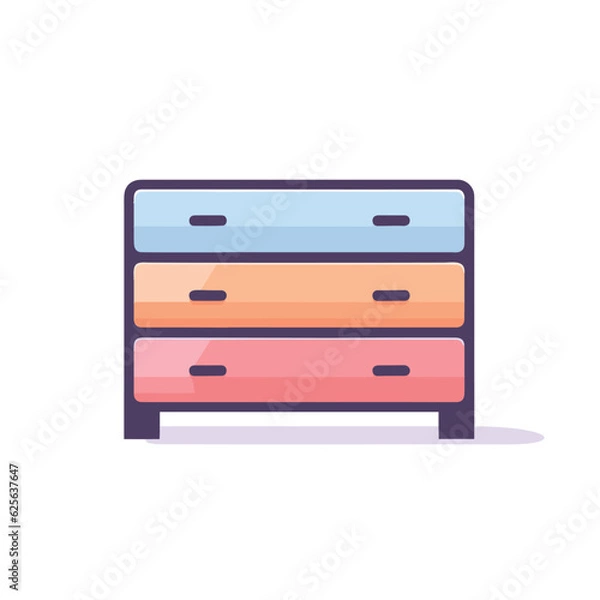 Fototapeta Vector of a vibrant dresser with stacked drawers