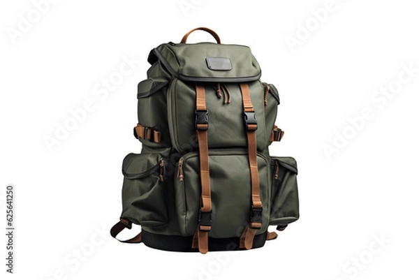 Fototapeta tourist khaki backpack on a transparent background. png file.