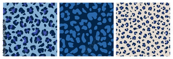 Fototapeta Set of Abstract Leopard Skin Seamless Patterns. Animal print. geometric folklore ornament for textile banner, cover, wallpaper. Vector illustration.
