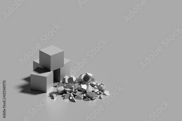 Obraz Something went wrong concept 3d illustration. Broken cube