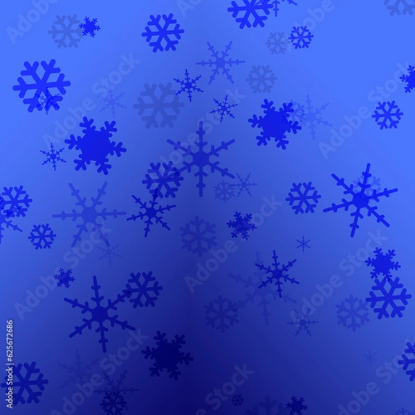 Fototapeta Pattern of snowflakes on a blue-purple background. The brightness of snowflakes conveys depth.