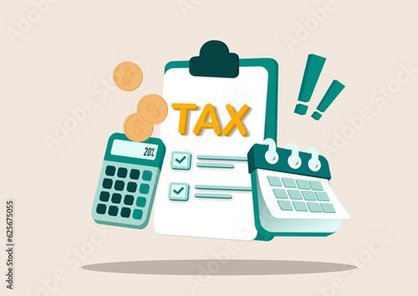 Fototapeta Tax preparation abstract concept vector illustration. The corporate tax, taxable income, fiscal year, document preparation, payment planning, corporate accountancy, and annual return abstract metaphor