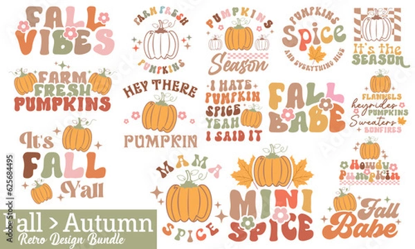 Obraz Fall Autumn Retro SVG Bundle.