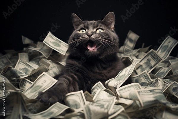 Fototapeta Cat Lying in Cash - Generative AI.