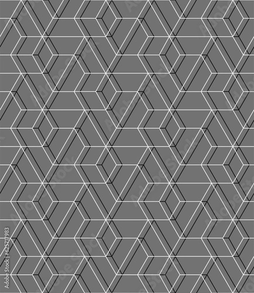 Obraz Vector seamless linear pattern with rhombuses. Abstract geometric low poly background. Stylish hexagon grid texture.