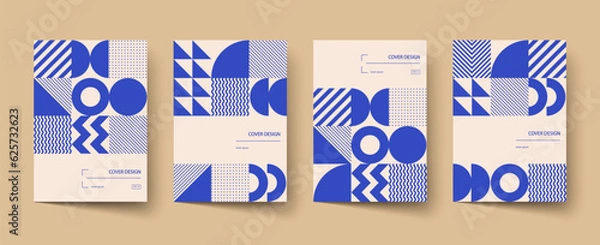 Fototapeta Trendy covers design. Minimal geometric shapes compositions. Applicable for brochures, posters, covers and banners.