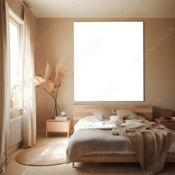 Fototapeta adults bedroom mockup made with AI generative technology 