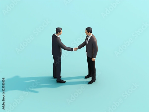 Fototapeta a two-businessman hand shaking in an isometric view created by generative AI
