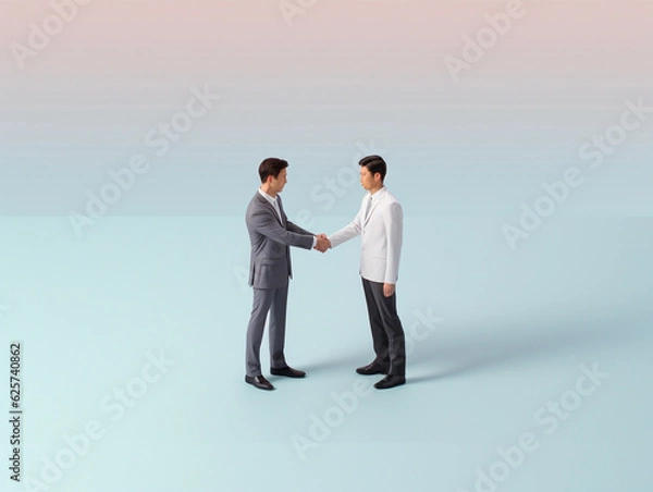 Fototapeta a two-businessman hand shaking in an isometric view created by generative AI