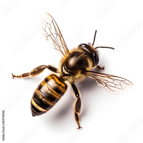 Fototapeta Top view of a bee isolated on white transparent background 